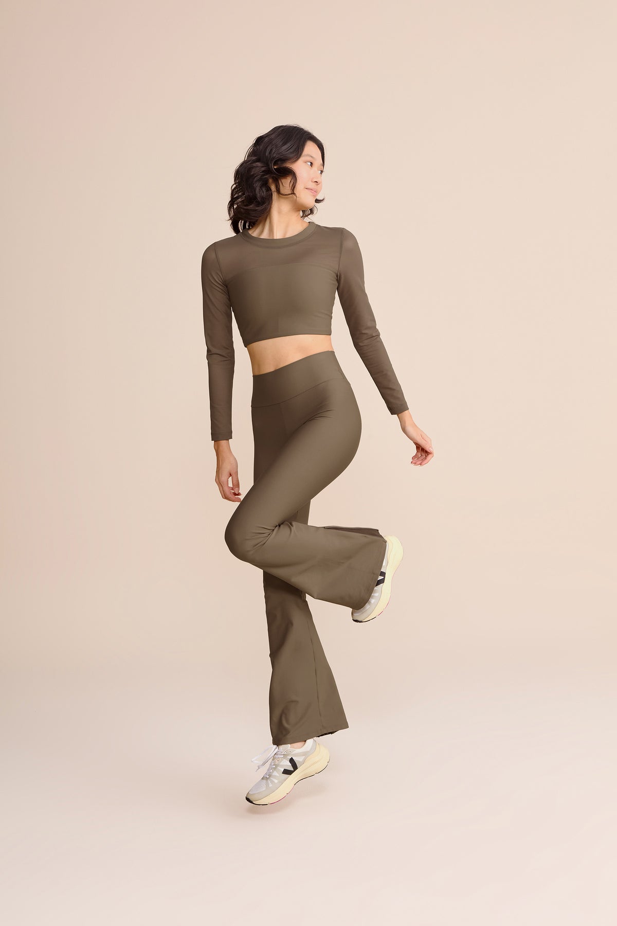 V Zip Tule Core Flare Pants