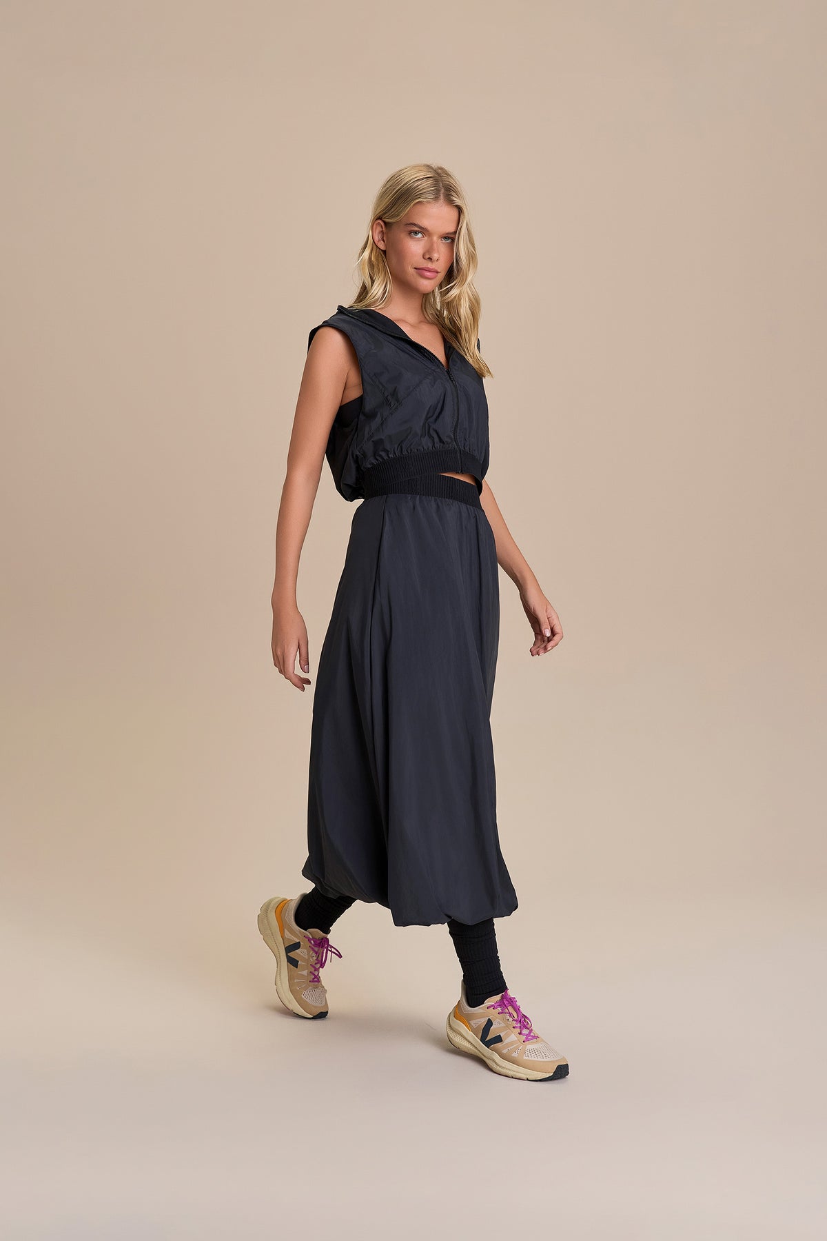 Nylon Net Midi Balloon Skirt