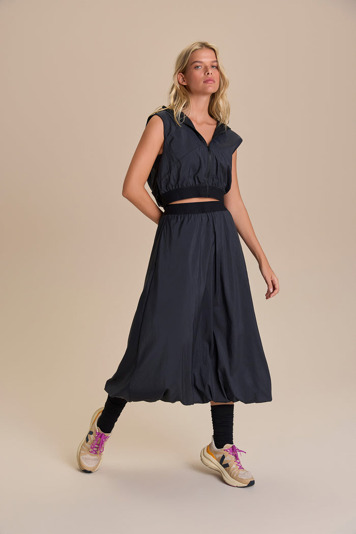 Nylon Net Midi Balloon Skirt