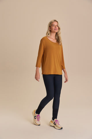 Long Sleeve Cross Back Viscose Top