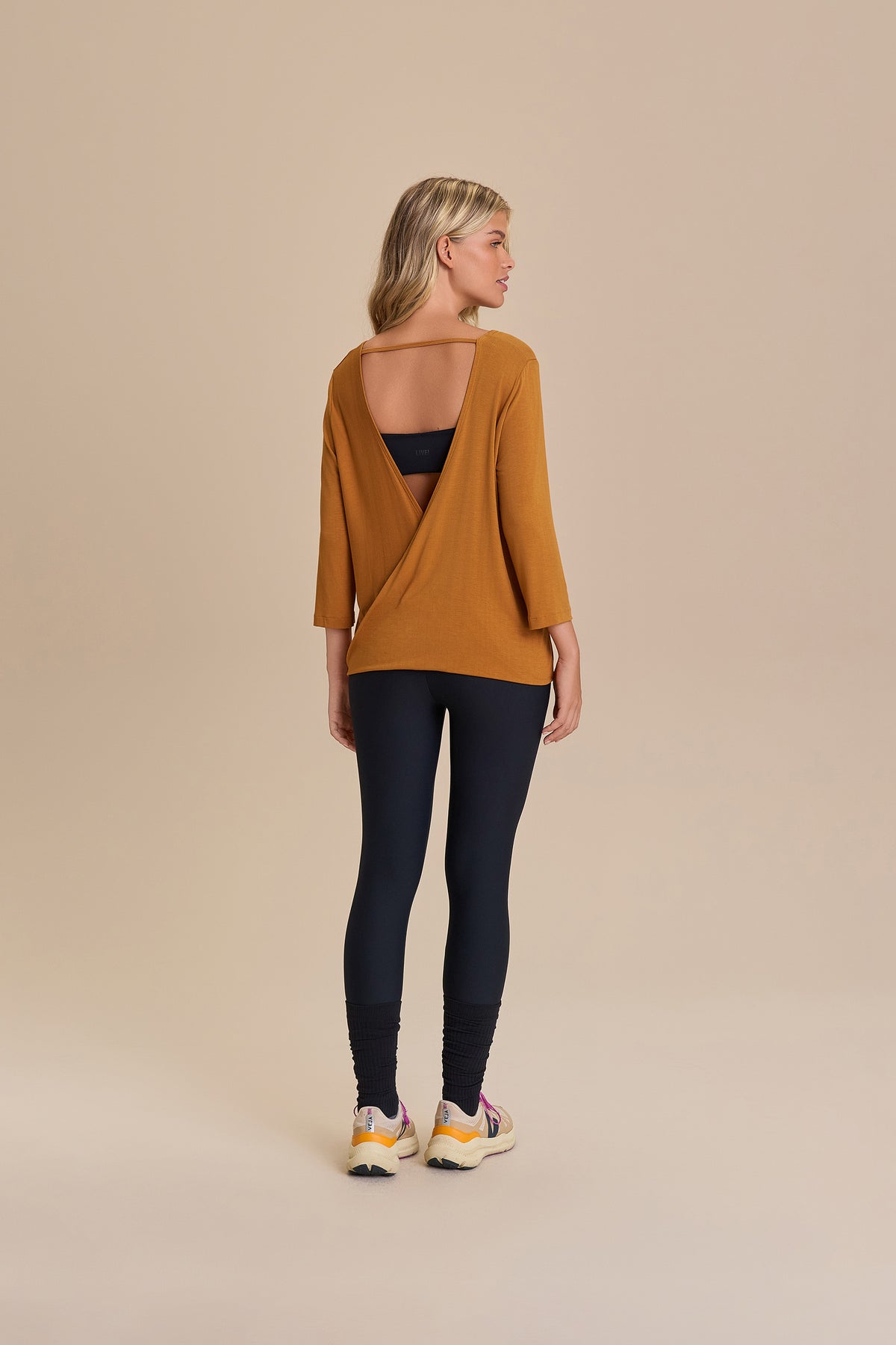 Long Sleeve Cross Back Viscose Top