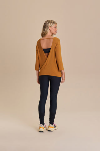 Long Sleeve Cross Back Viscose Top