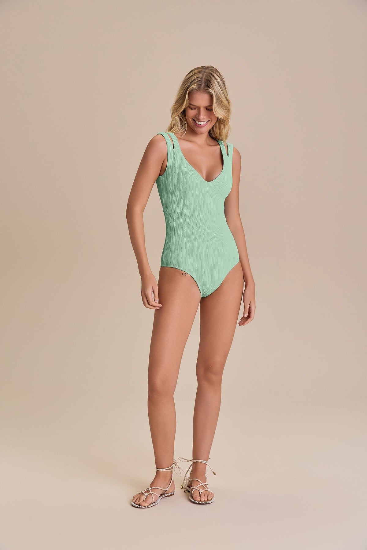 V Jacquard Curl Swimsuit