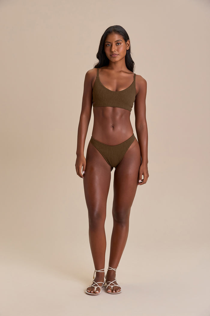 Jacquard Curl High-Cut Bikini Bottom