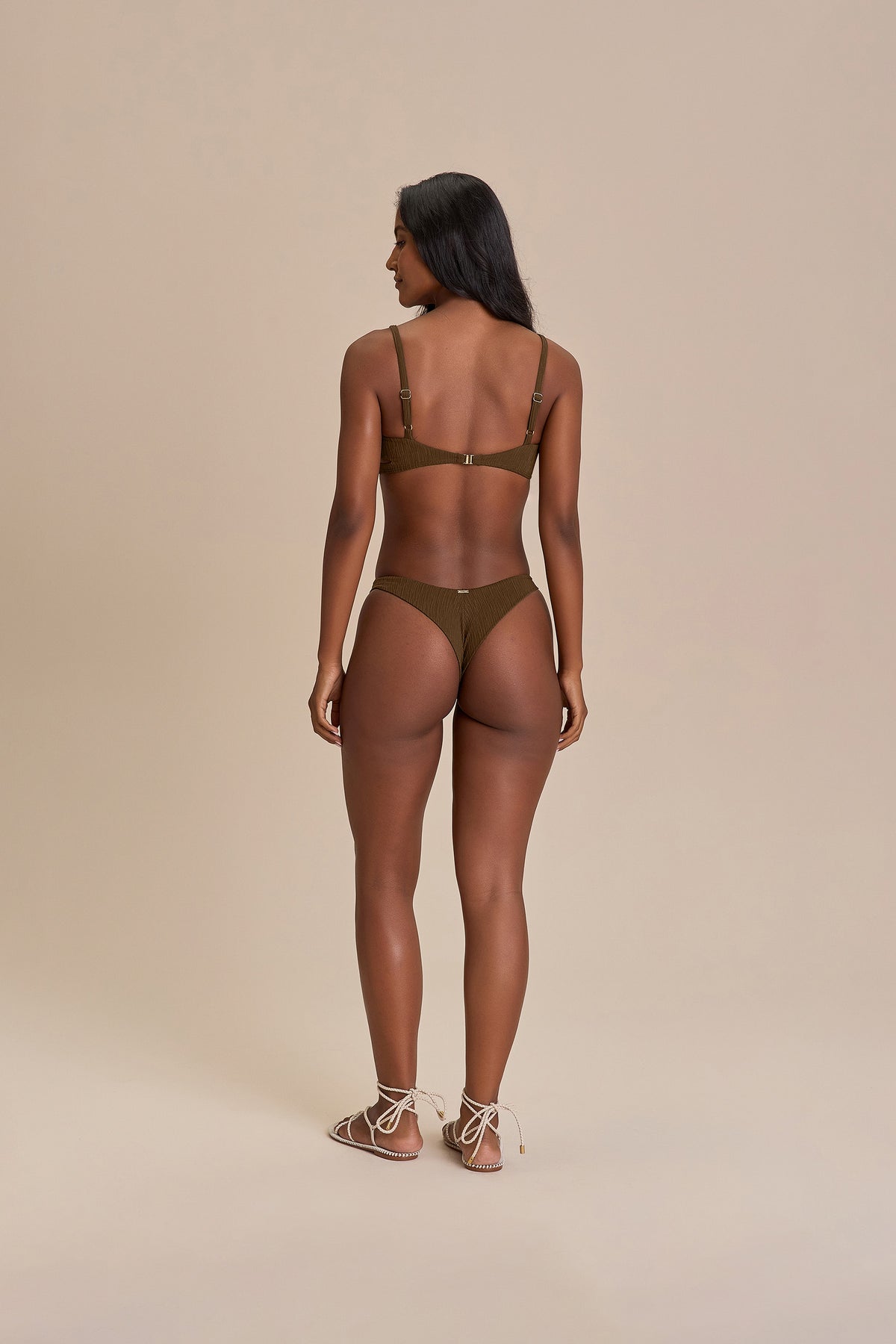 Cut Out Jacquard Curl Bikini Top