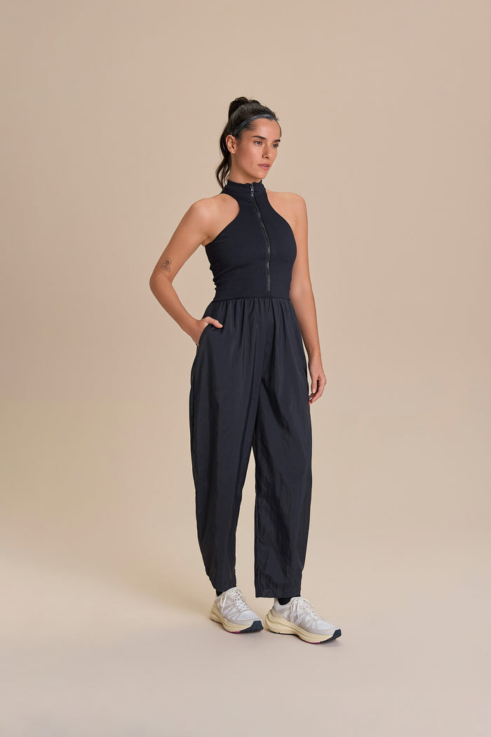Zip Seamless Nylon Net Jumpsuit
