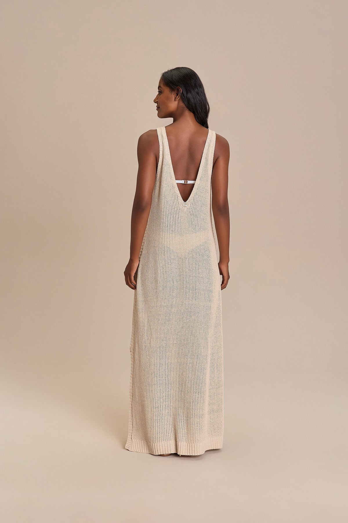 Knit V Long Dress