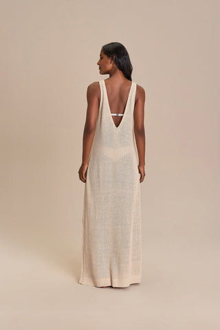 Knit V Long Dress