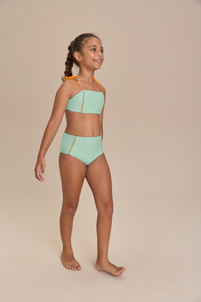 Kids Contrast Piping Bikini Set