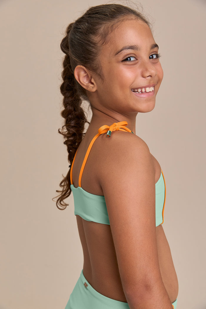 Kids Contrast Piping Bikini Set