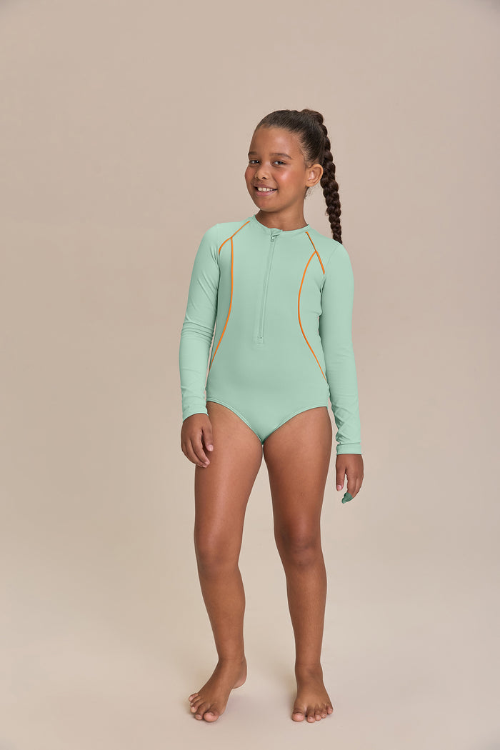 Kids Contrast Piping Swimsuit
