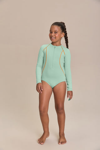 Kids Contrast Piping Swimsuit