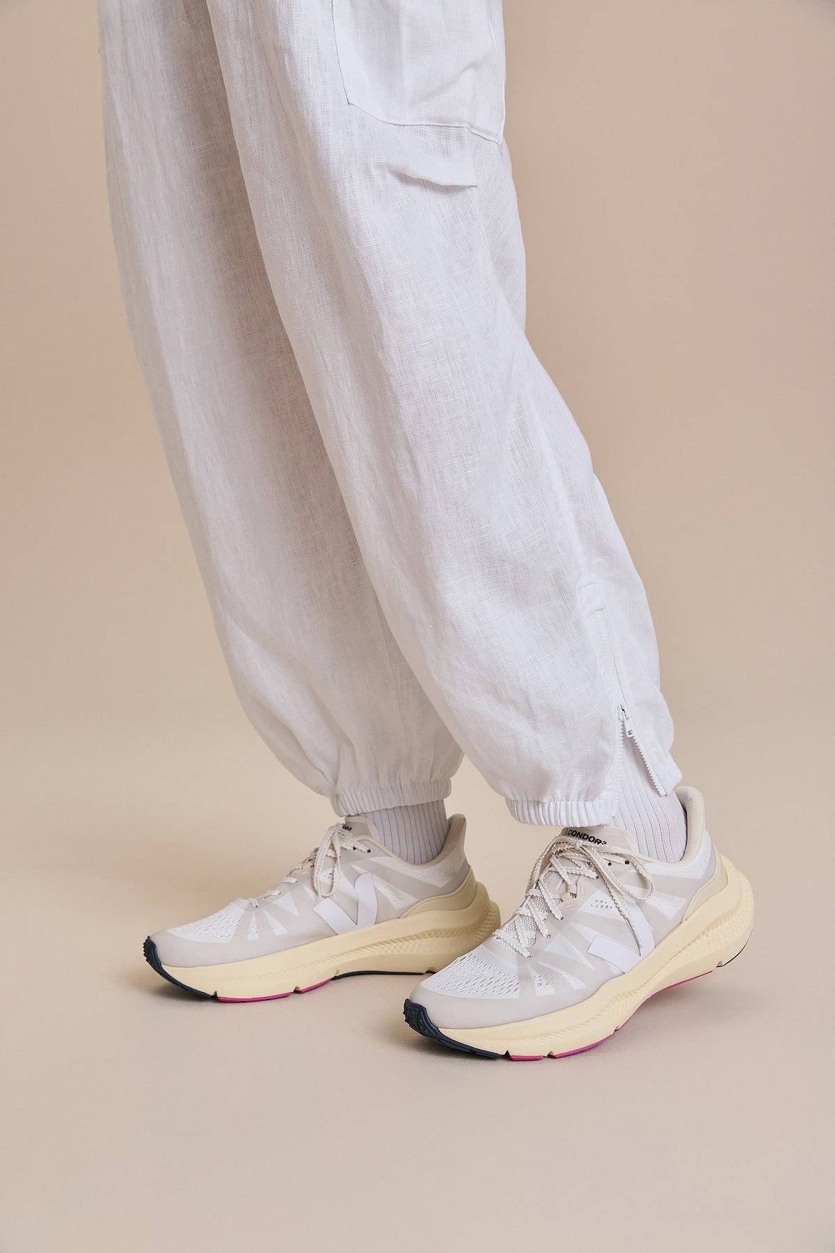 Pure Linen White Cargo Pants