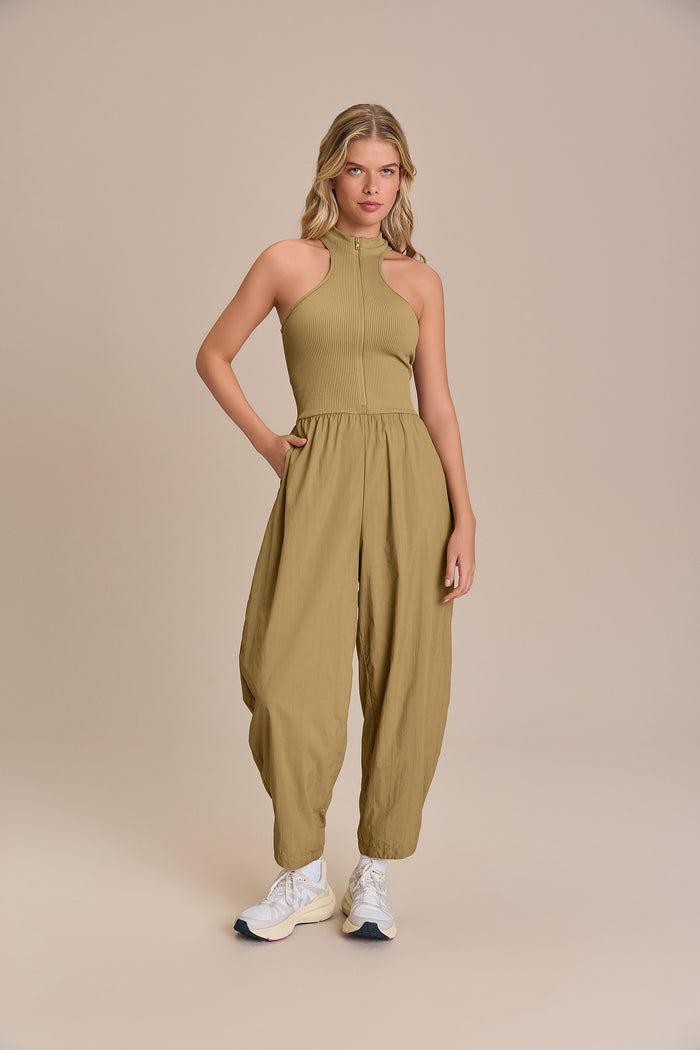 Zip Seamless Nylon Net Jumpsuit