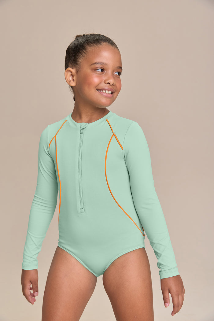 Kids Contrast Piping Swimsuit