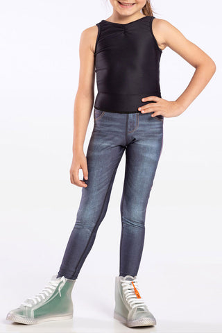 Kids Deep Garden Reversible Denim Legging