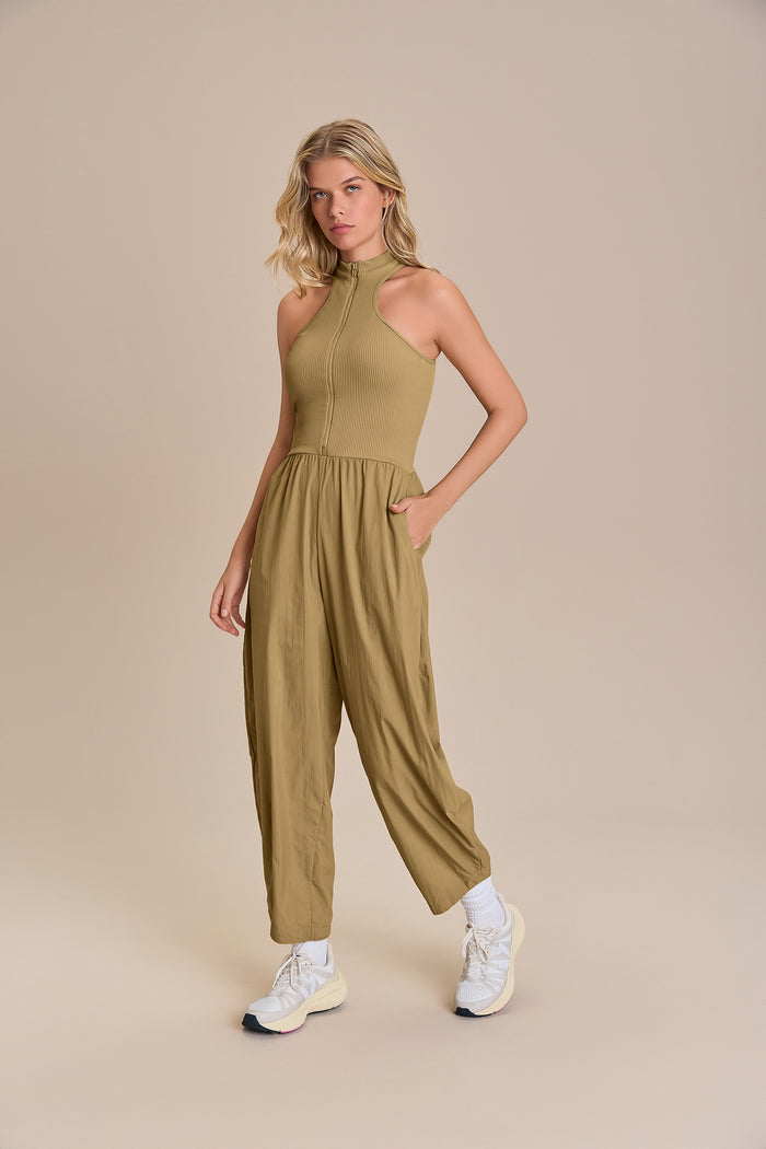 Zip Seamless Nylon Net Jumpsuit