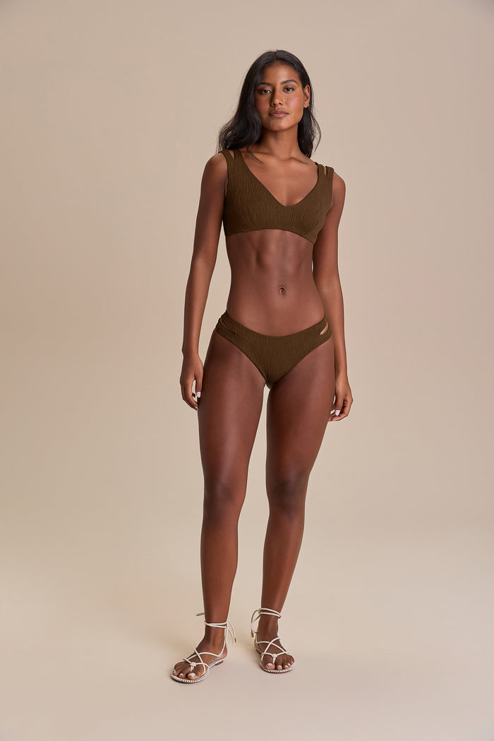 Cut Out Jacquard Curl Bikini Bottom