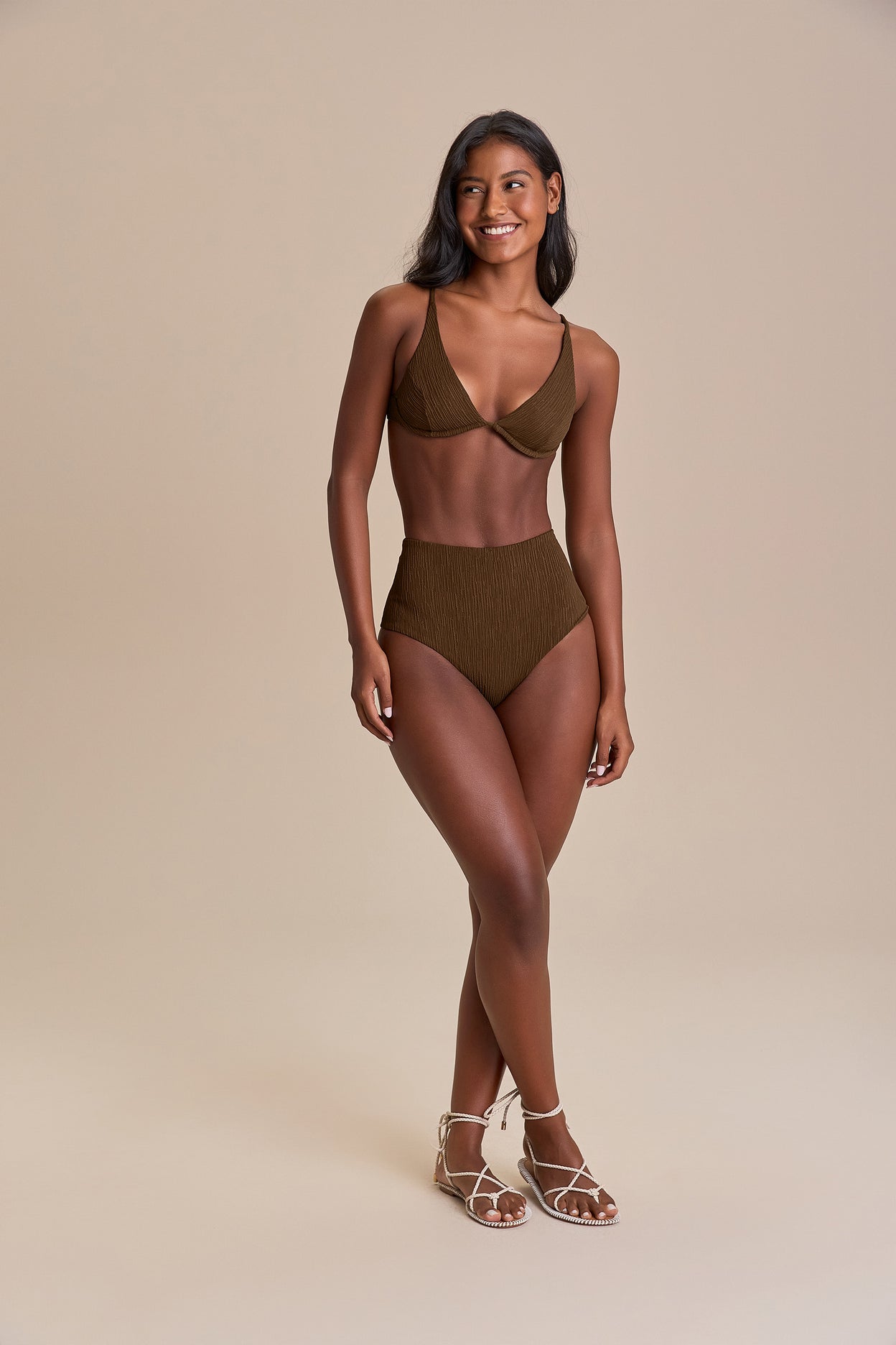 Jacquard Curl Triangle Bikini Top