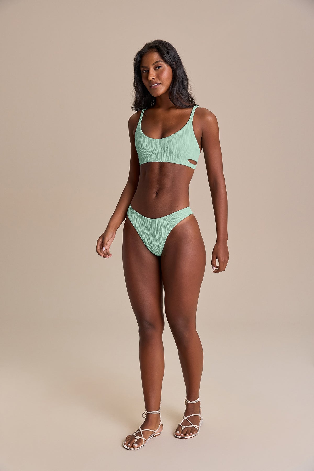 Jacquard Curl High-Cut Bikini Bottom