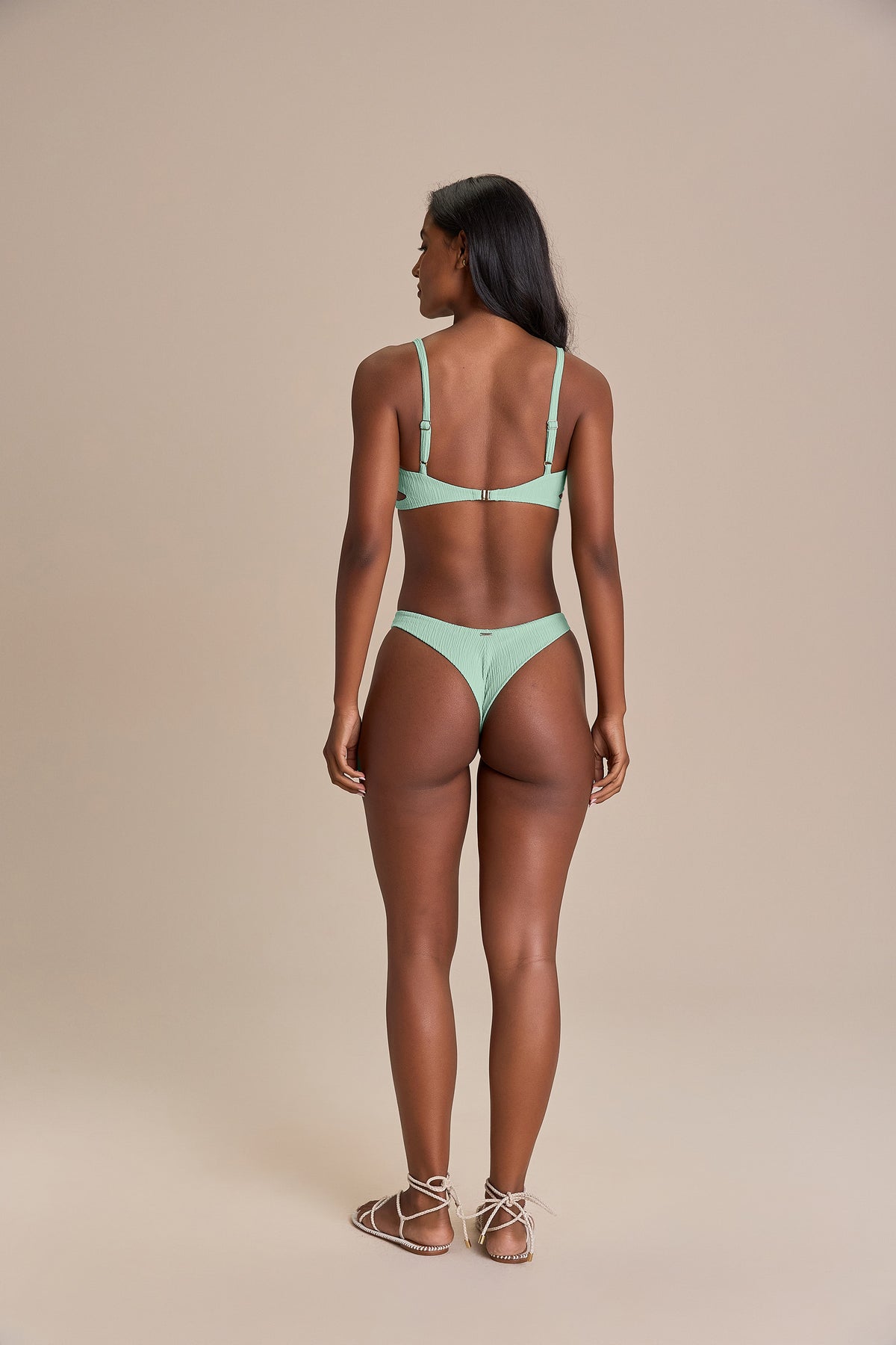 Jacquard Curl High-Cut Bikini Bottom
