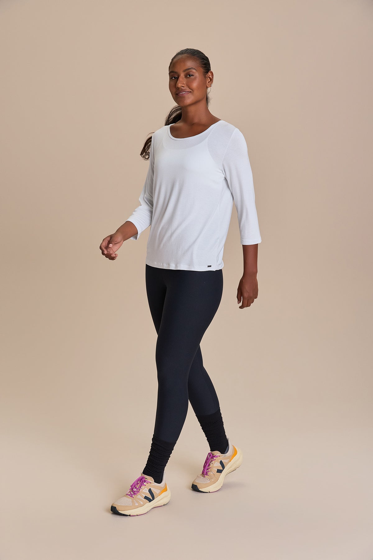 Long Sleeve Cross Back Viscose Top