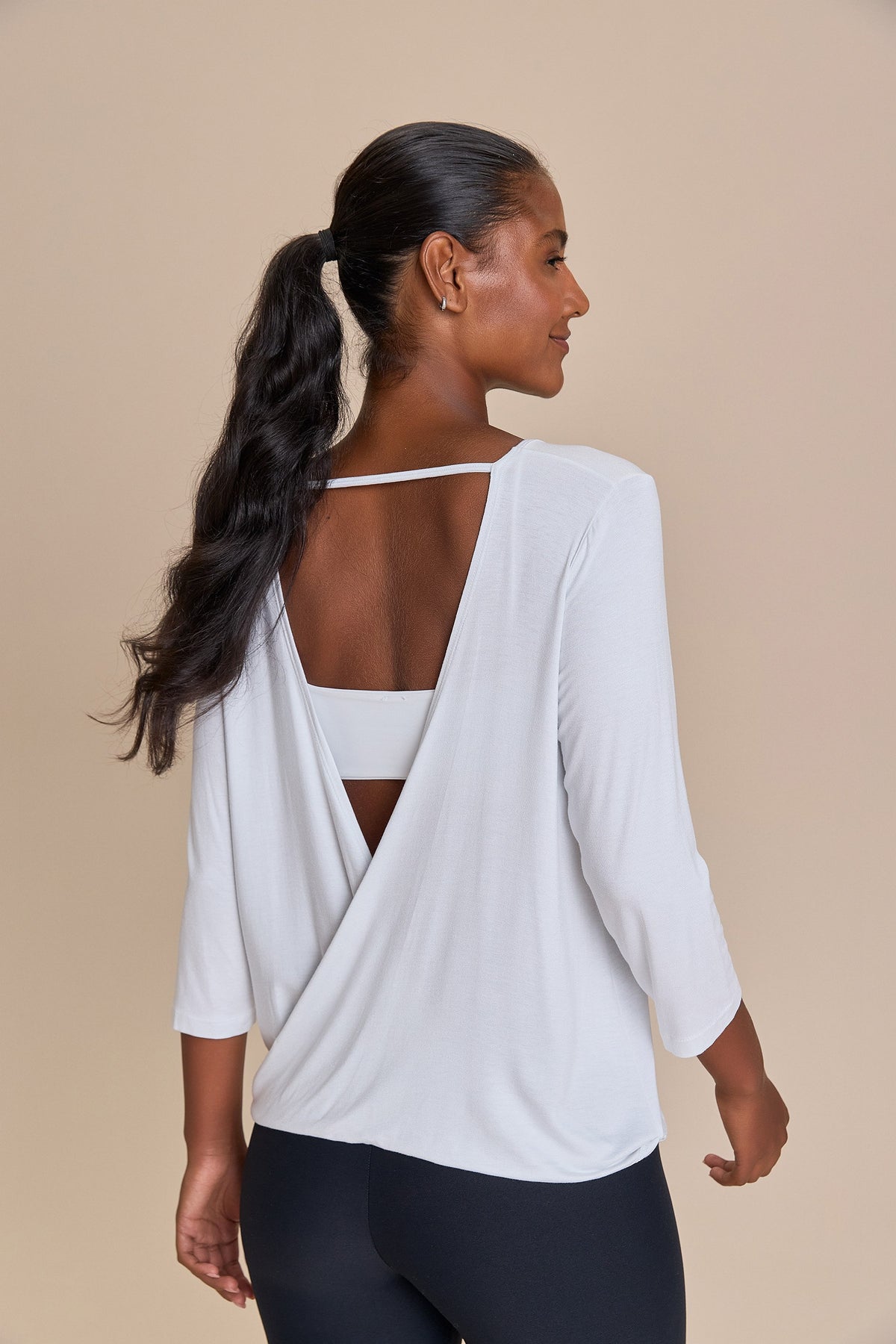 Long Sleeve Cross Back Viscose Top