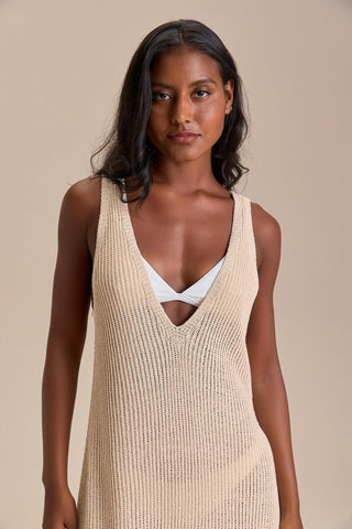 Knit V Long Dress