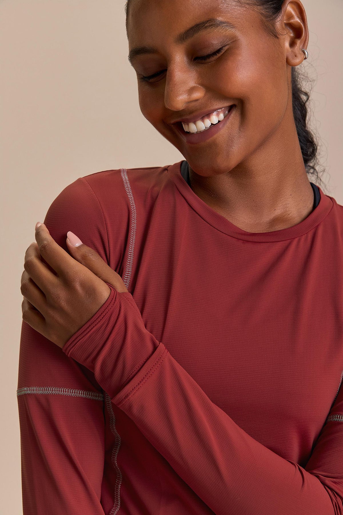 Long Sleeve Cut Out Clock Harmony Top