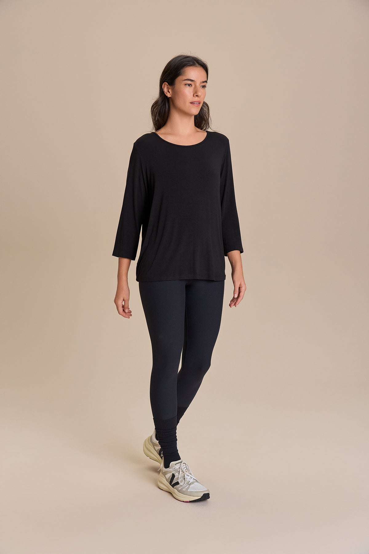 Long Sleeve Cross Back Viscose Top