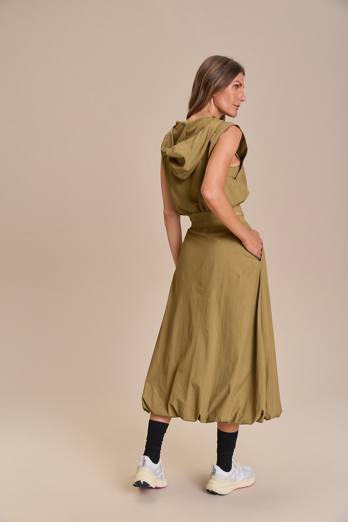 Nylon Net Midi Balloon Skirt