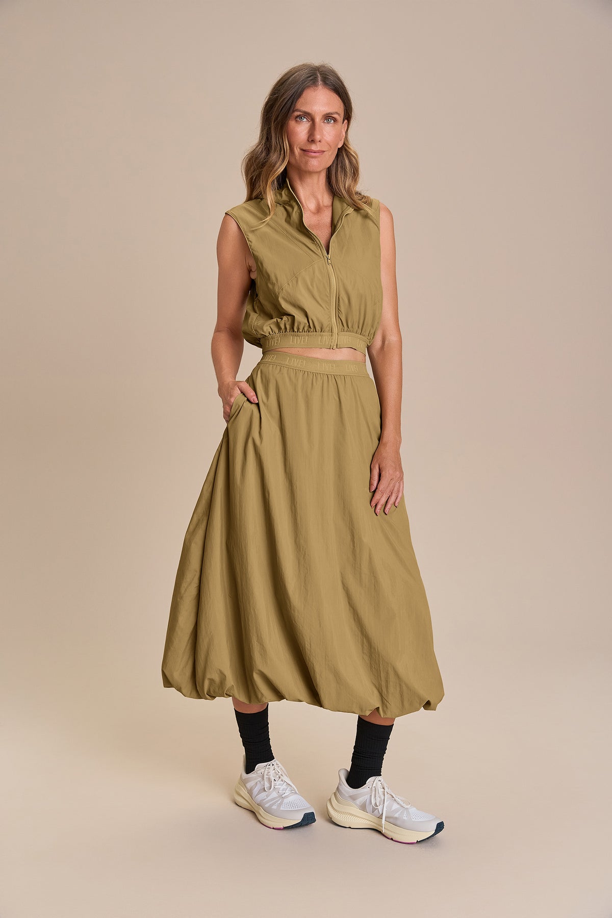 Nylon Net Midi Balloon Skirt