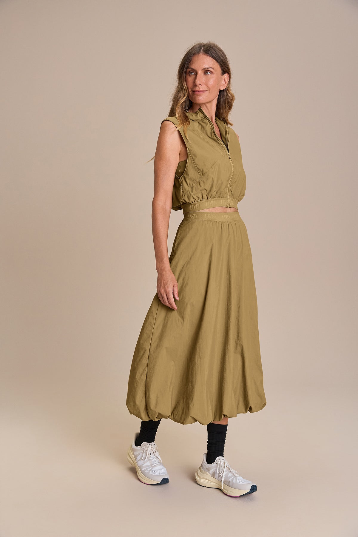 Nylon Net Midi Balloon Skirt