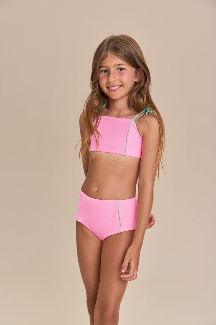 Kids Contrast Piping Bikini Set