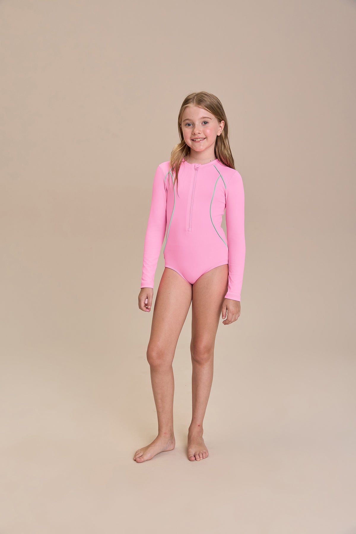 Kids Contrast Piping Swimsuit