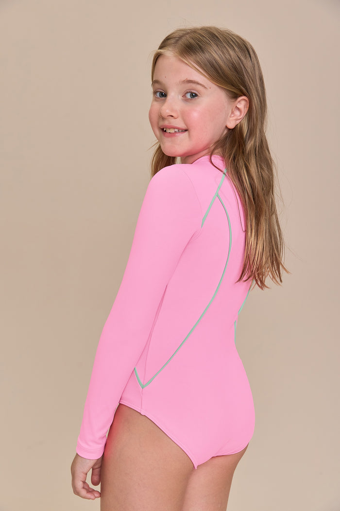 Kids Contrast Piping Swimsuit