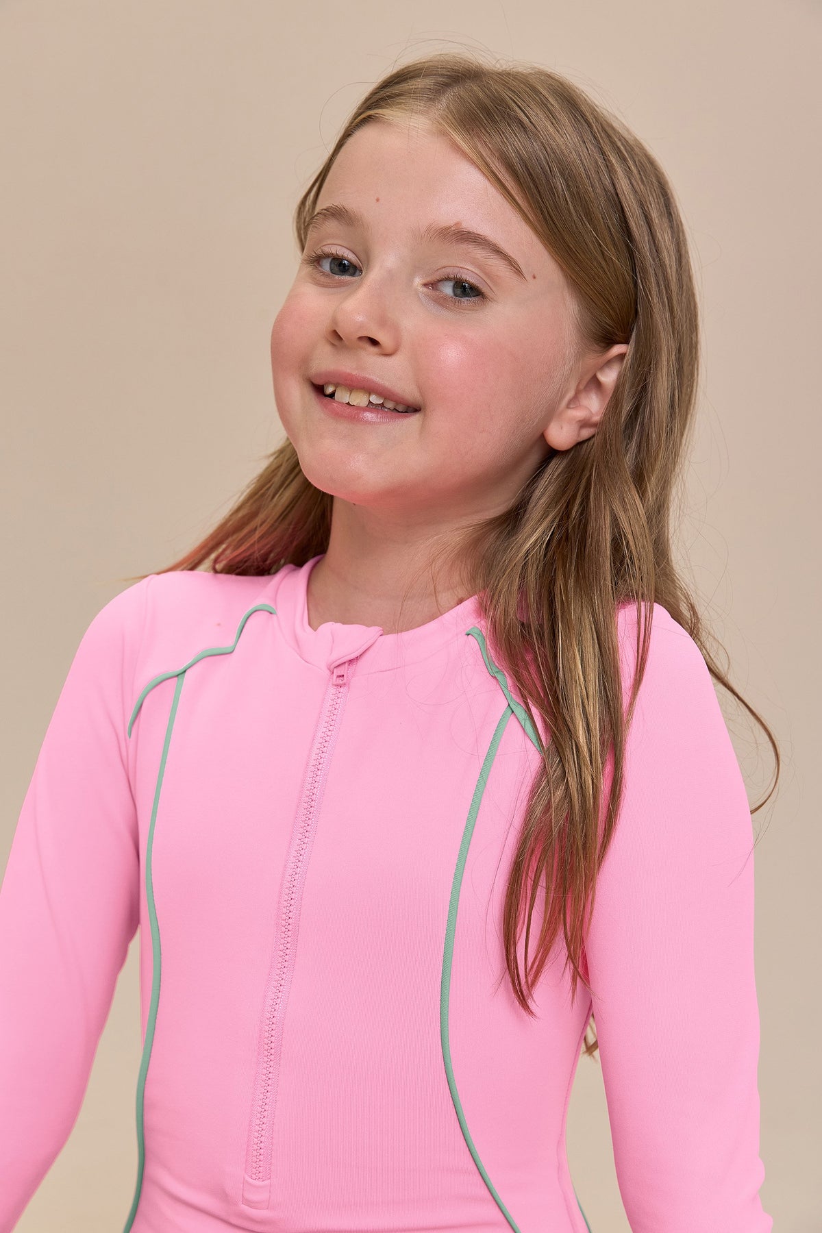 Kids Contrast Piping Swimsuit