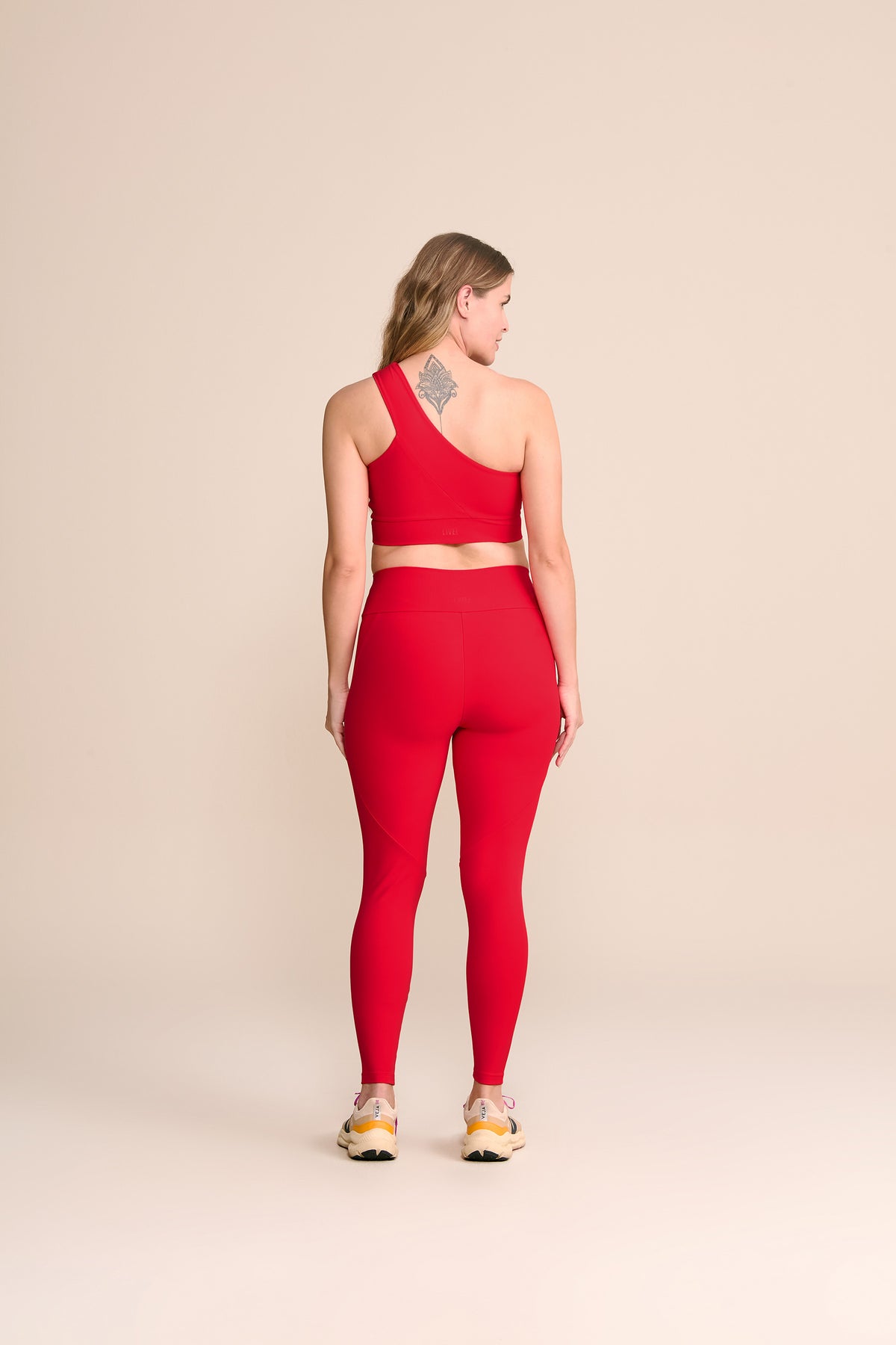 One-Shoulder Neoprene Lines Sports Bra