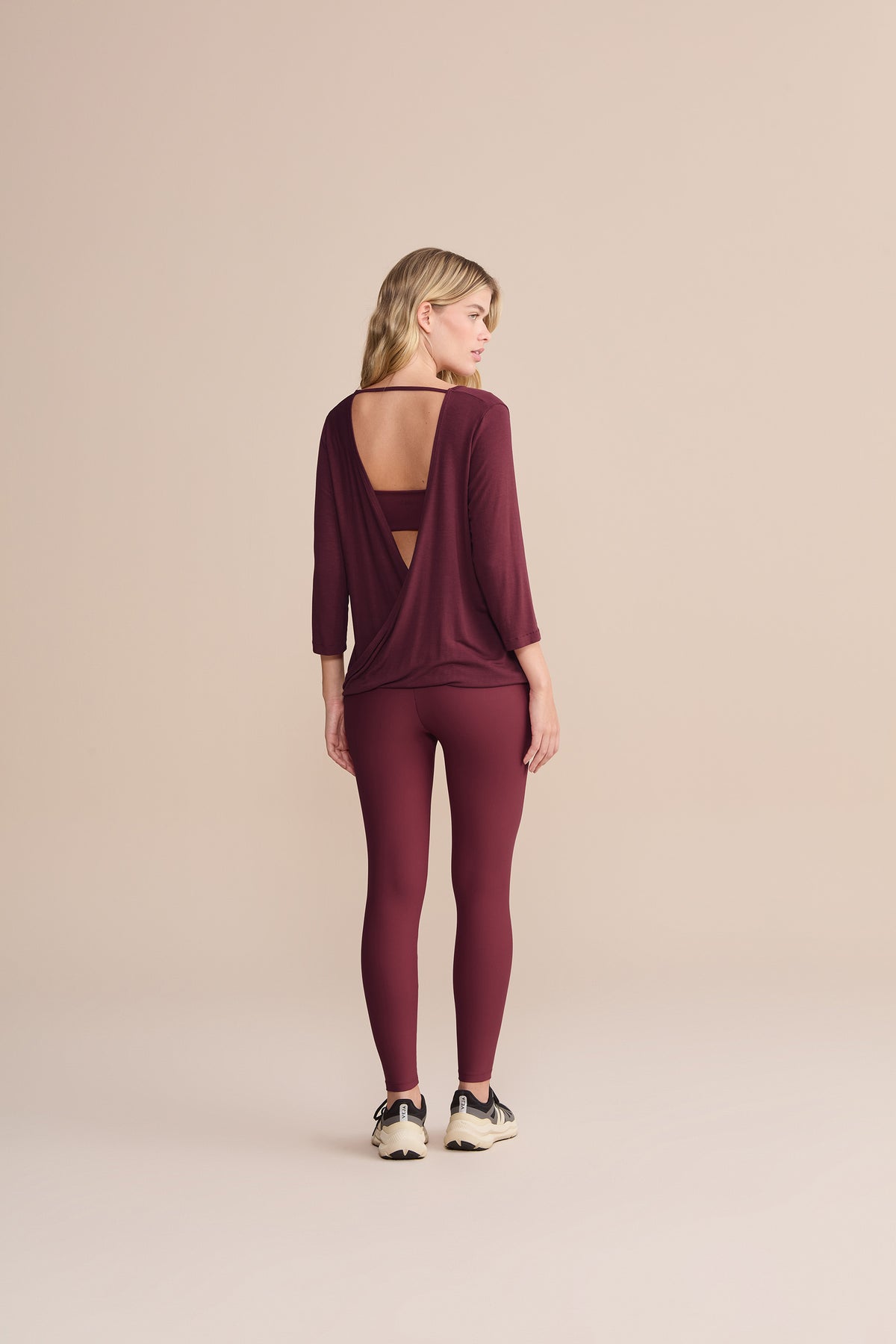 Long Sleeve Cross Back Viscose Top