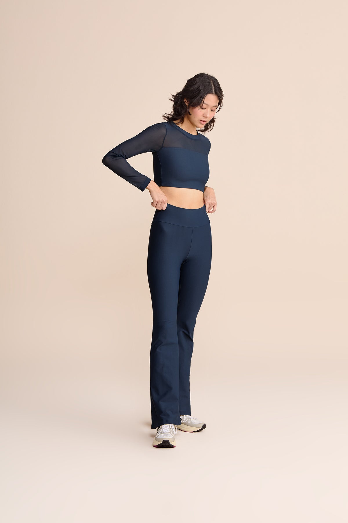 V Zip Tule Core Flare Pants