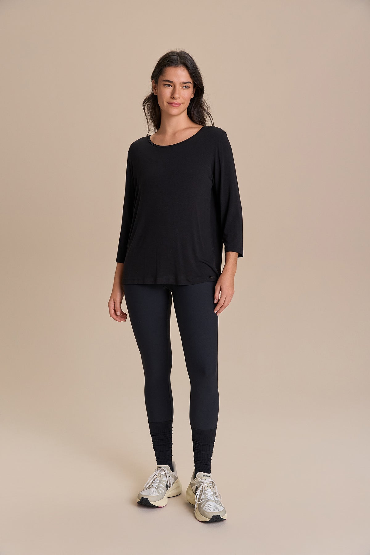 Long Sleeve Cross Back Viscose Top