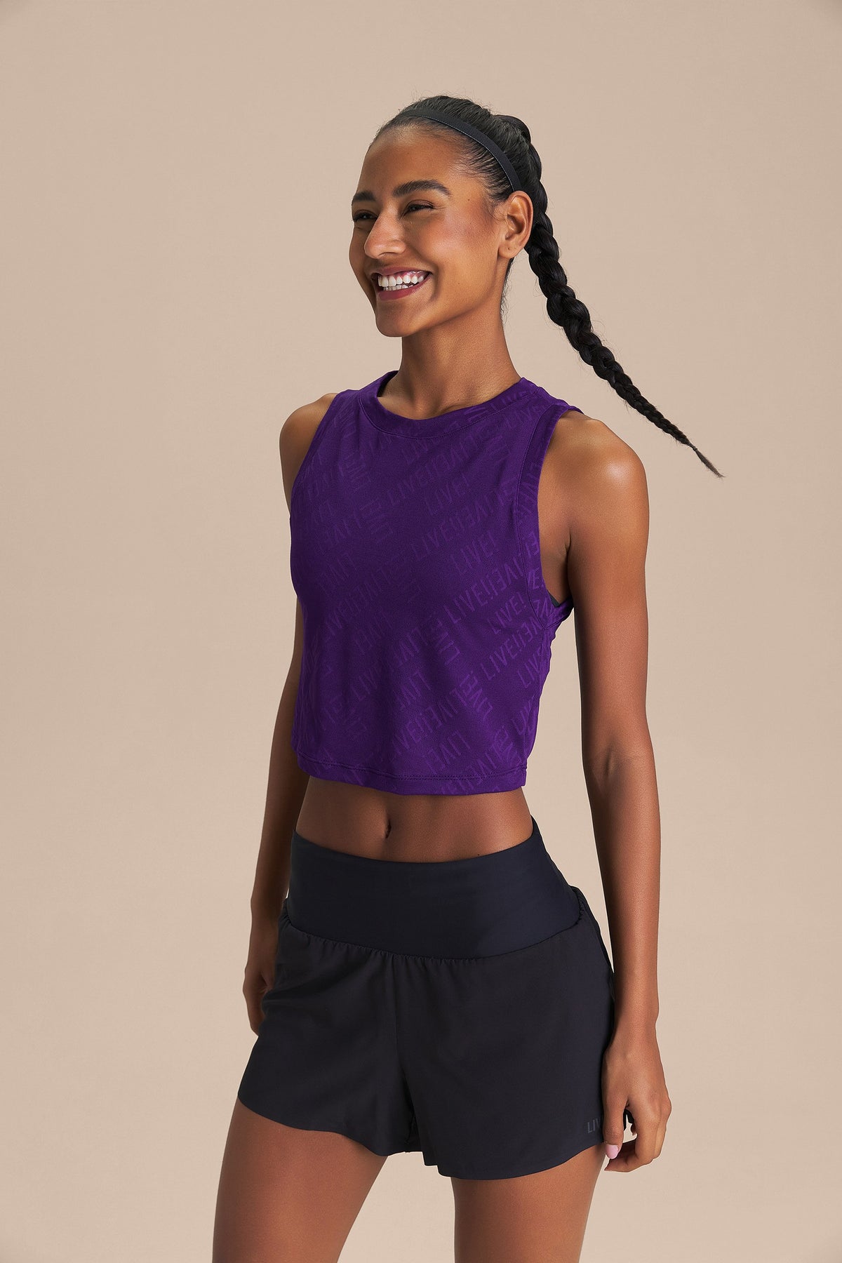 LIVE! Mesh Jacquard Cropped Tank