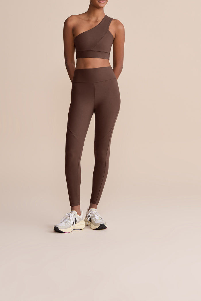 One-Shoulder Neoprene Lines Sports Bra