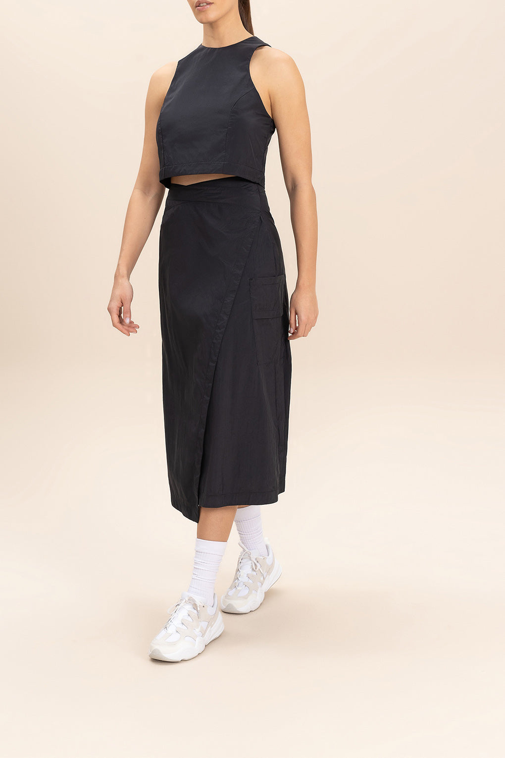 Crop Knot Nylon Net Tank Top