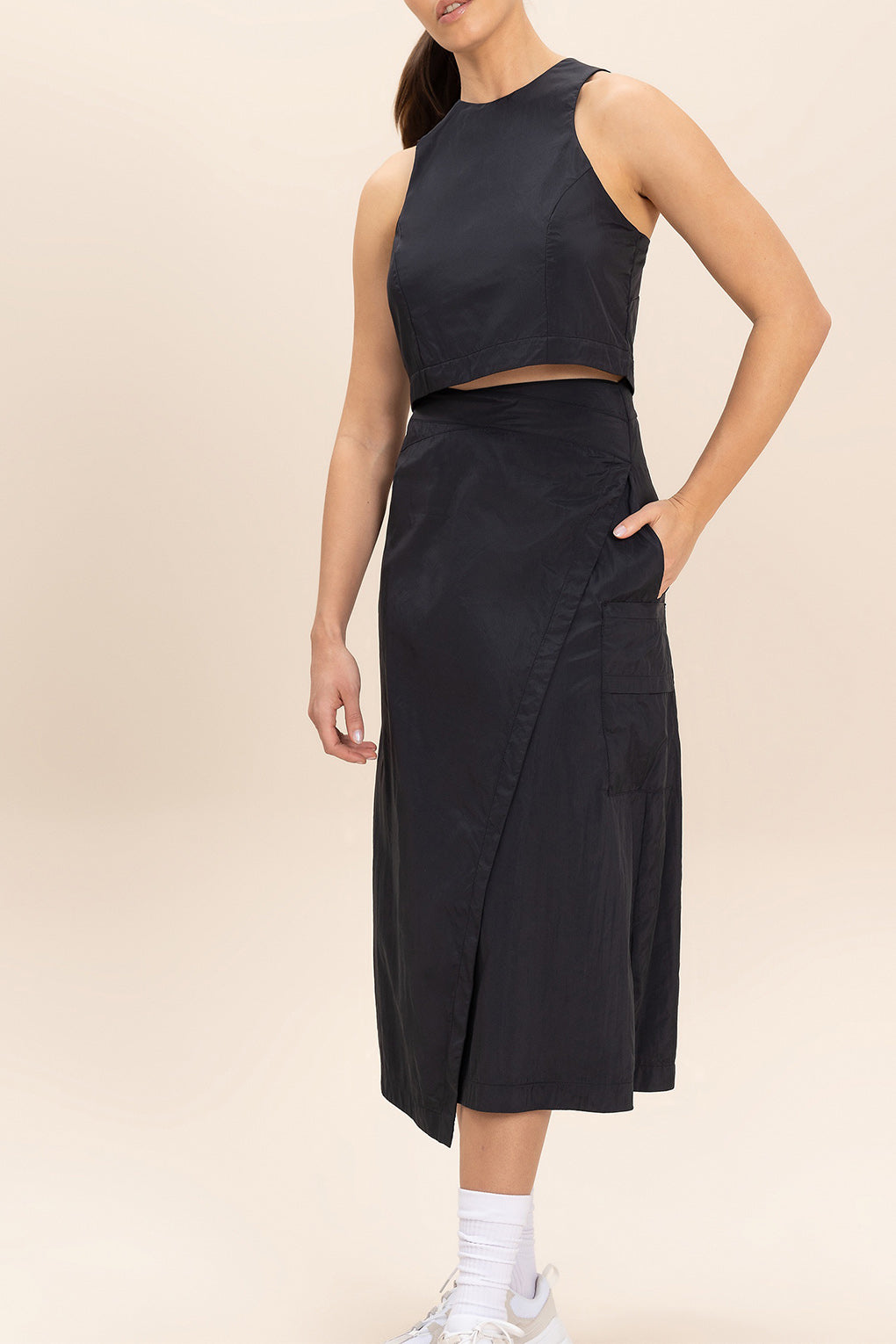 Crop Knot Nylon Net Tank Top