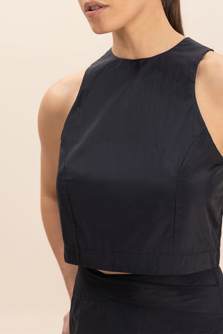 Crop Knot Nylon Net Tank Top