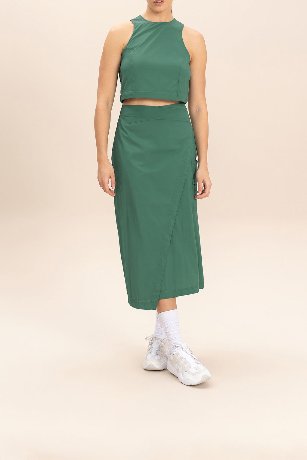 Crop Knot Nylon Net Tank Top