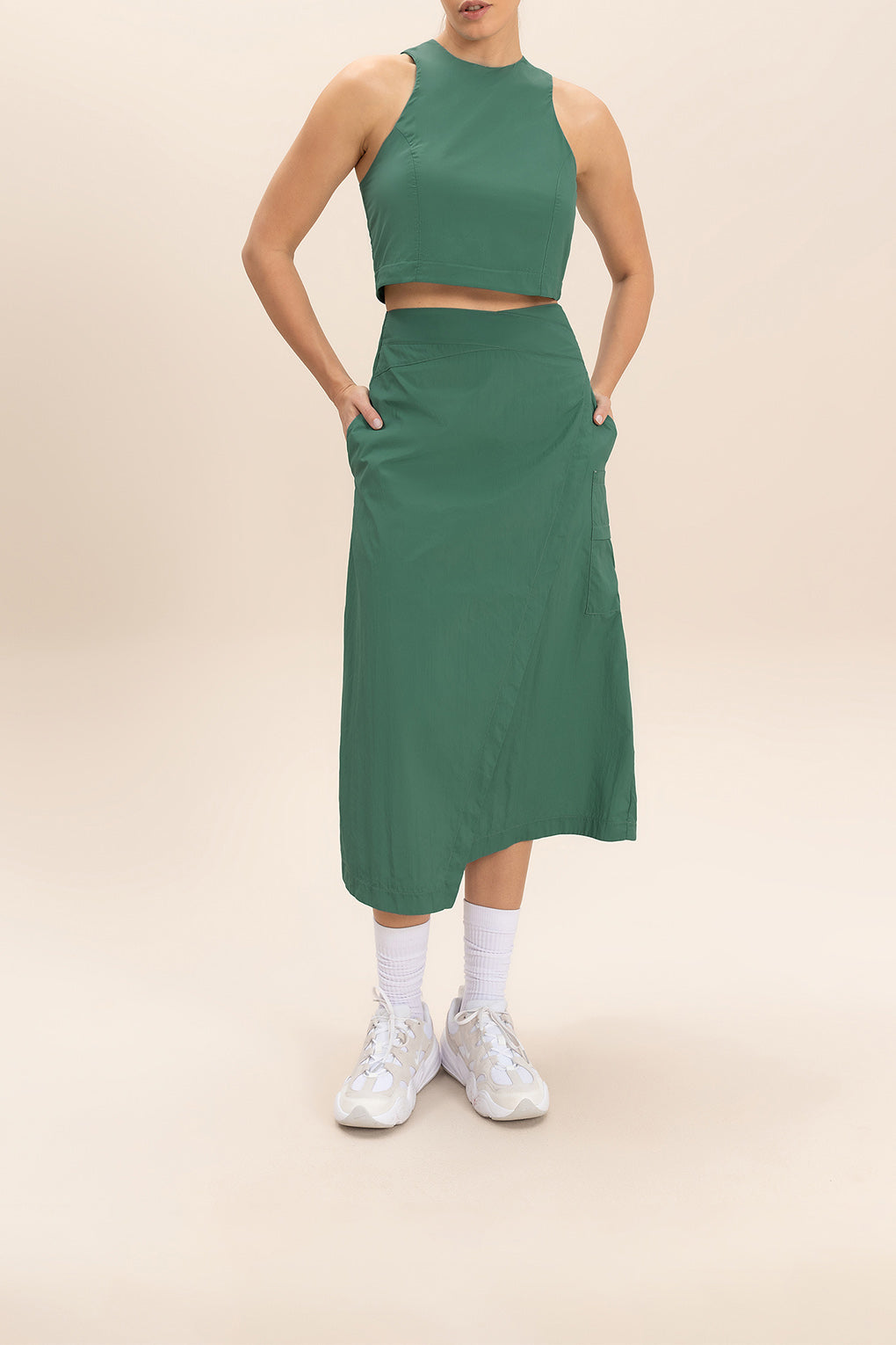 Crop Knot Nylon Net Tank Top