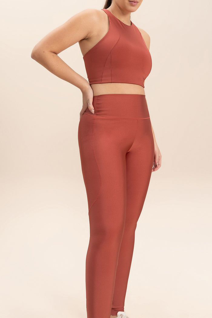 Neoprene Shine Zipper Long Leggings