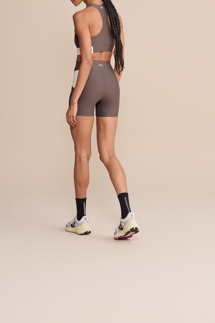 Suede Contrast Racerback Sports Bra